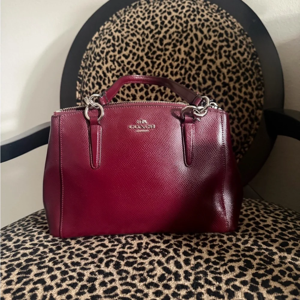 Coach Wine Red Leather Satchel with Silver Hardware - Picture 8 of 8